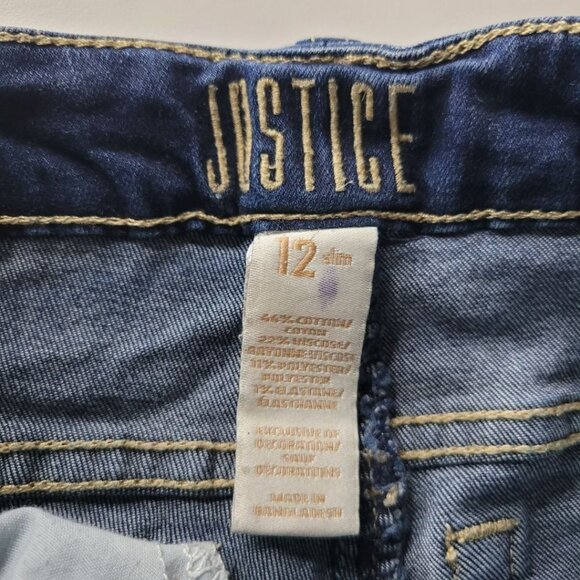Justice Jean Shorts Girls Size 12 Denim Rolled Distressed Cuffs - Picture 6 of 8